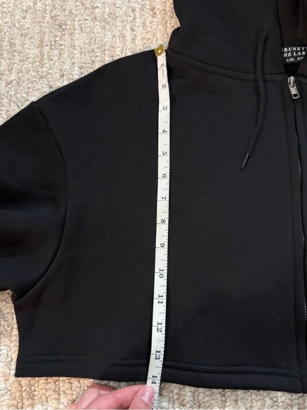 Brunette The Label Kindness Club Full Zip Super Crop Hoodie Black L/XL NWT